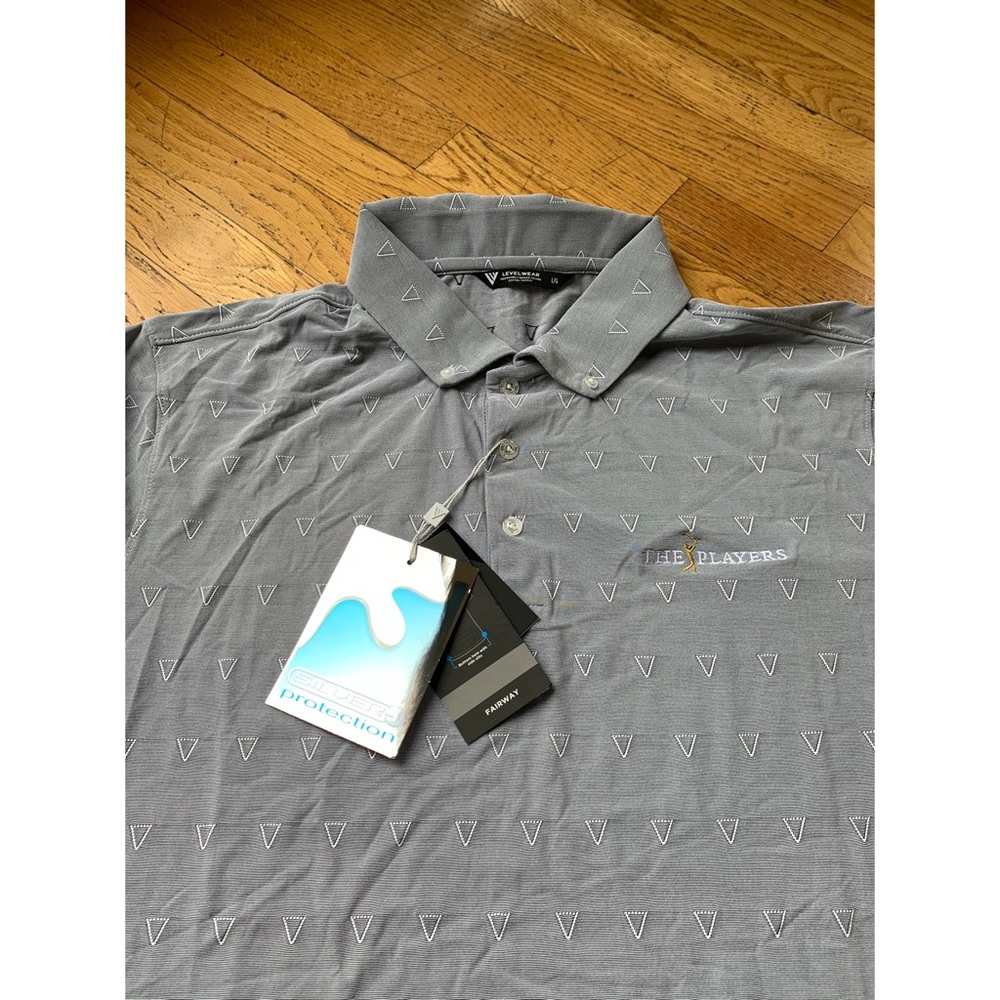THE PLAYERS 2023 PGA Men’s Golf Polo Shirt LEVELWEAR Fairway Pebble LG Large L